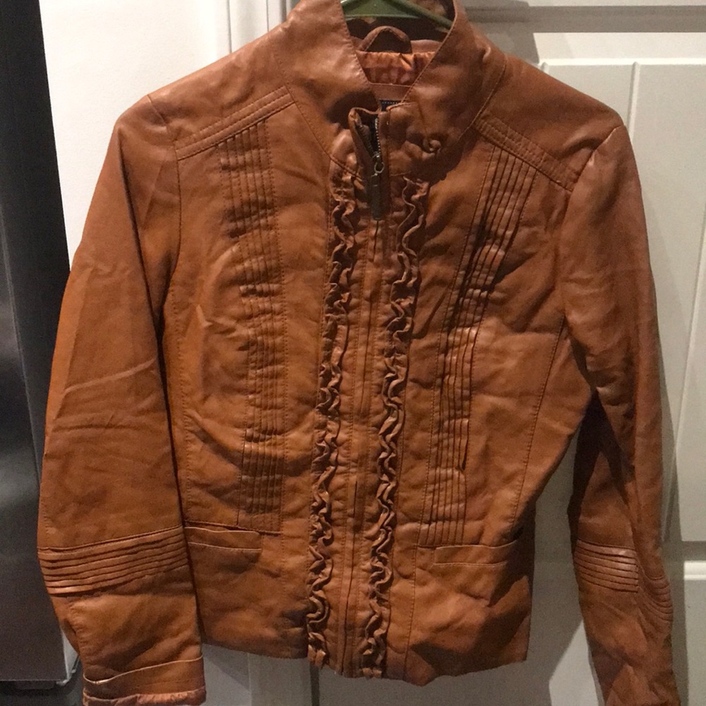 Paper Denim & Cloth Faux Leather Brown Jacket